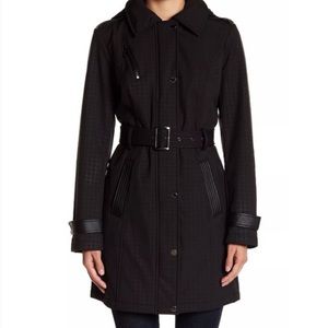 Michael Kors Lined Houndstooth Belted Trench Coat